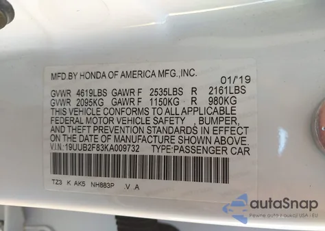 2019 Acura Tlx Advance Pkg из США, поврежденный, VIN 19UUB2F83KA009732